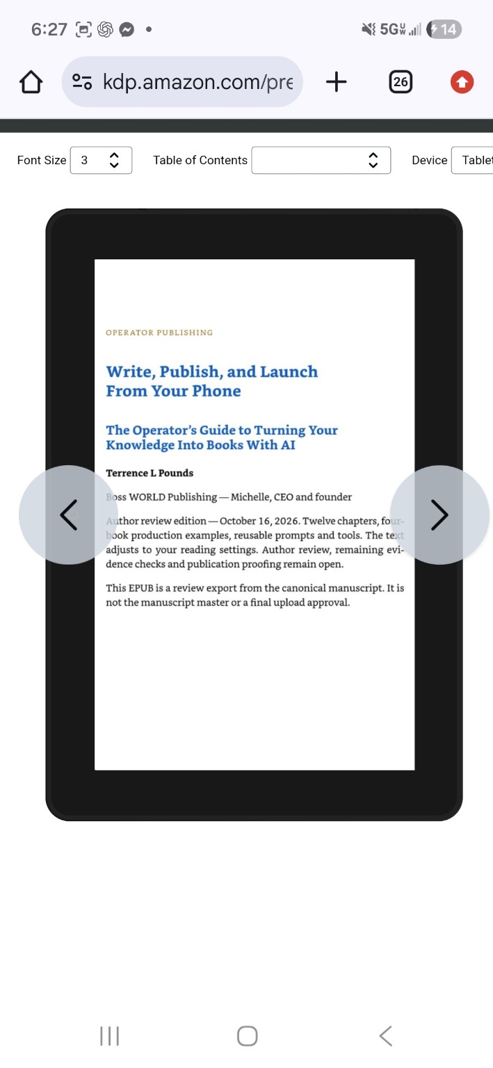 Mobile KDP publishing preview